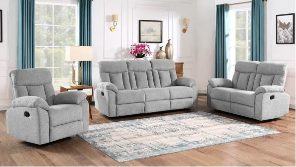 Grey Reclining Sofa and Loveseat