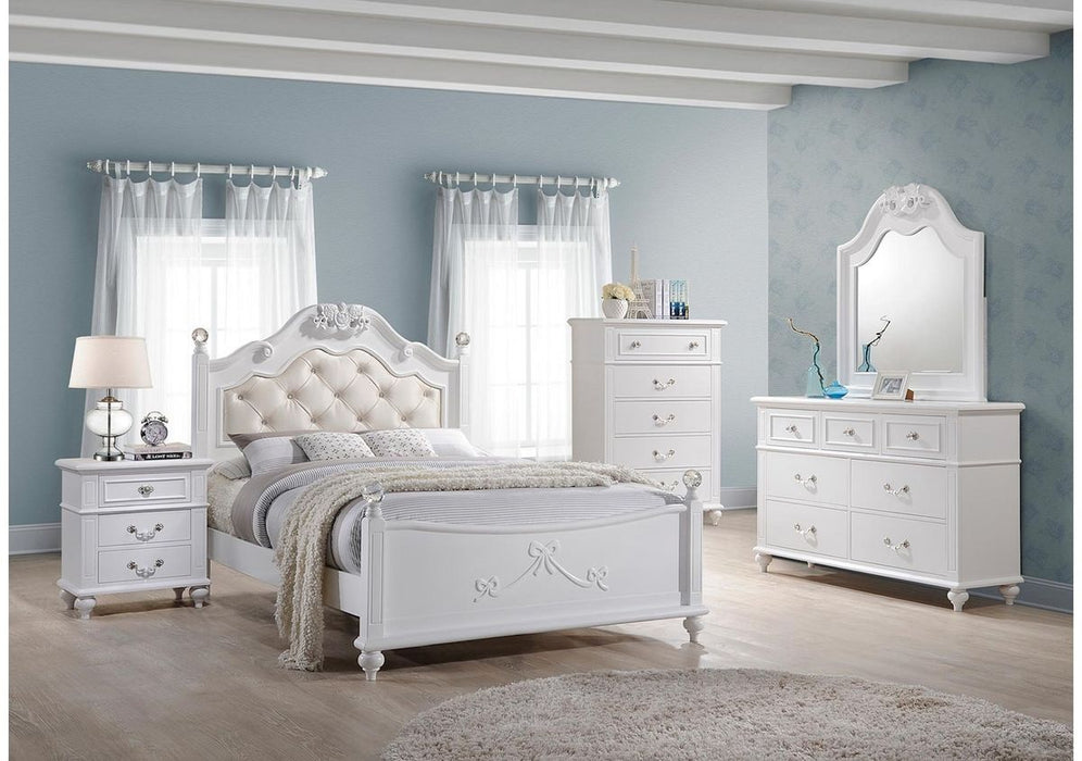 Elements International Alana Twin Bed in White Lacquer