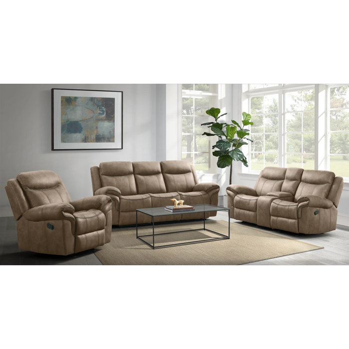 BROWN RECLINING SOFA AND LOVESEAT