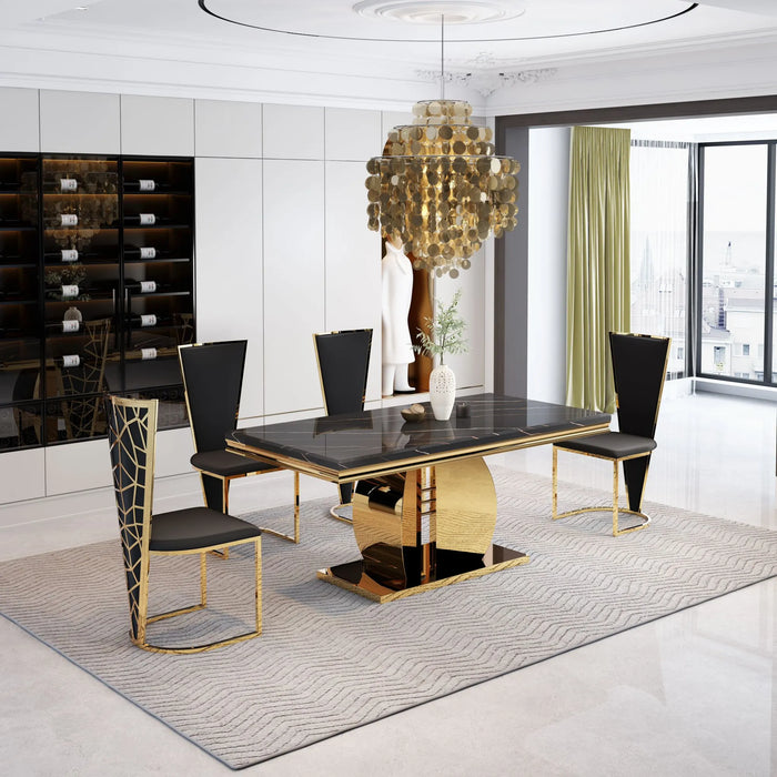 7 PC Marble Dining Room Set