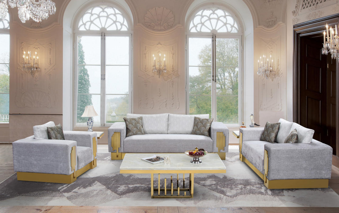 3 - Piece Living Room Set with Gold Finish
