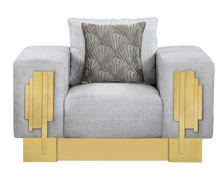 3 - Piece Living Room Set with Gold Finish