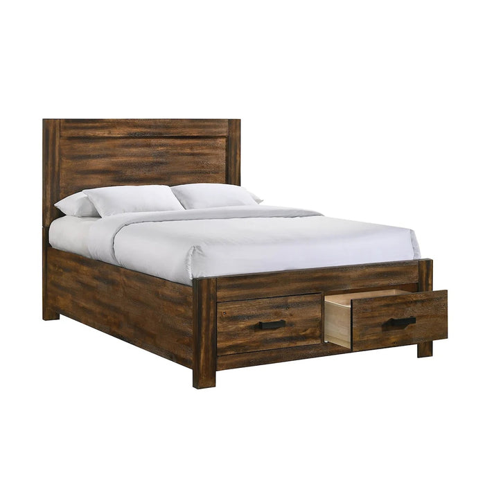 Elements International Warner Queen Storage Bed in Chesnut