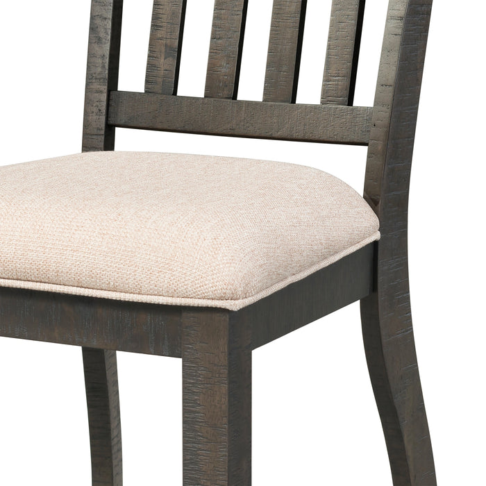 Stone Dining 6PC Set- Table, 4 Side Chairs, & Pew Bench