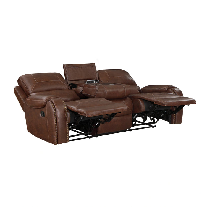Newnan Double Reclining Sofa with Center Drop-Down Cup Holders, Receptacles and USB Ports