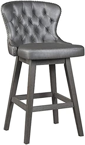 41 in. Wire Brush Gray Wood Bar Height Stool