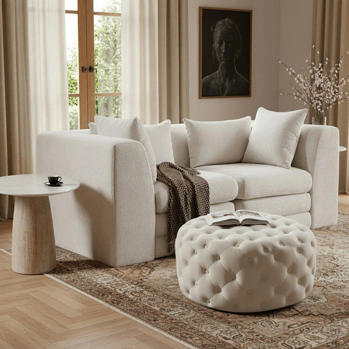 Addison Cream Velvet Ottoman/Bench
