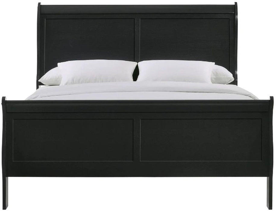 Elements International Louis Philippe King Panel Bed in Black