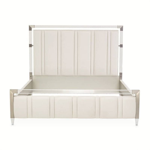 AICO Furniture Penthouse Queen Upholstered Platform Bed in Ash Gray