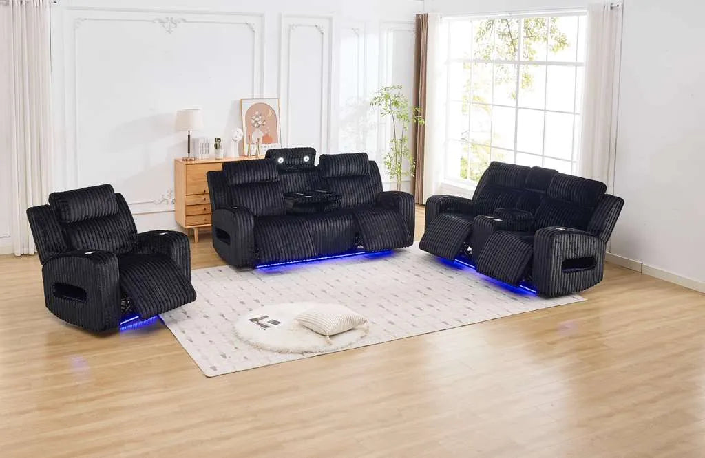 Lavish Corduroy Power Recline Living Room Set