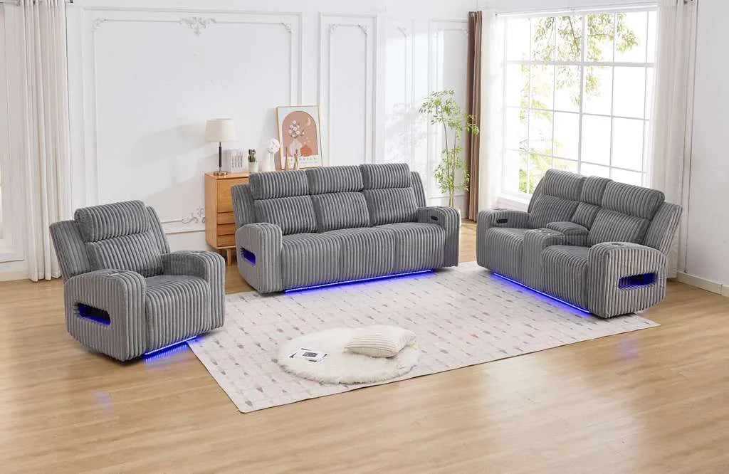 Lavish Corduroy Power Recline Living Room Set