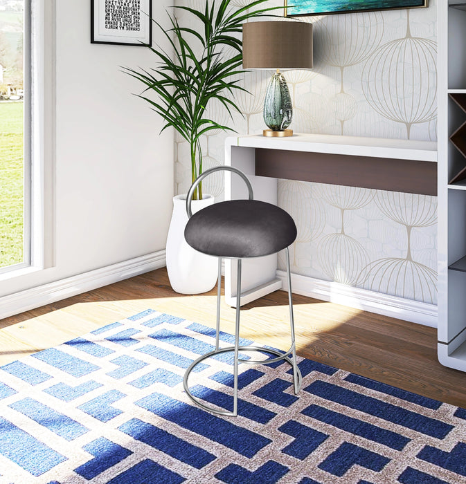 Ring Grey Velvet Counter Stool