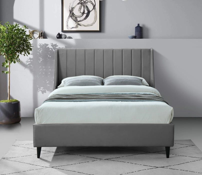 Eva Grey Velvet Full Bed