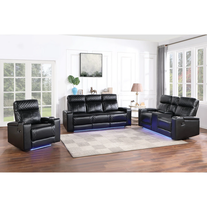 BLACK SOFA AND  LOVESEAT WITH LED