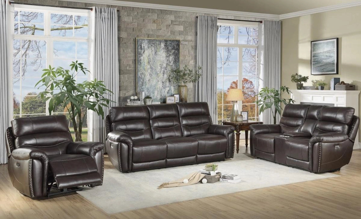 Lance Power Double Reclining Loveseat with Power Headrests in Brown 9527BRW-2PWH