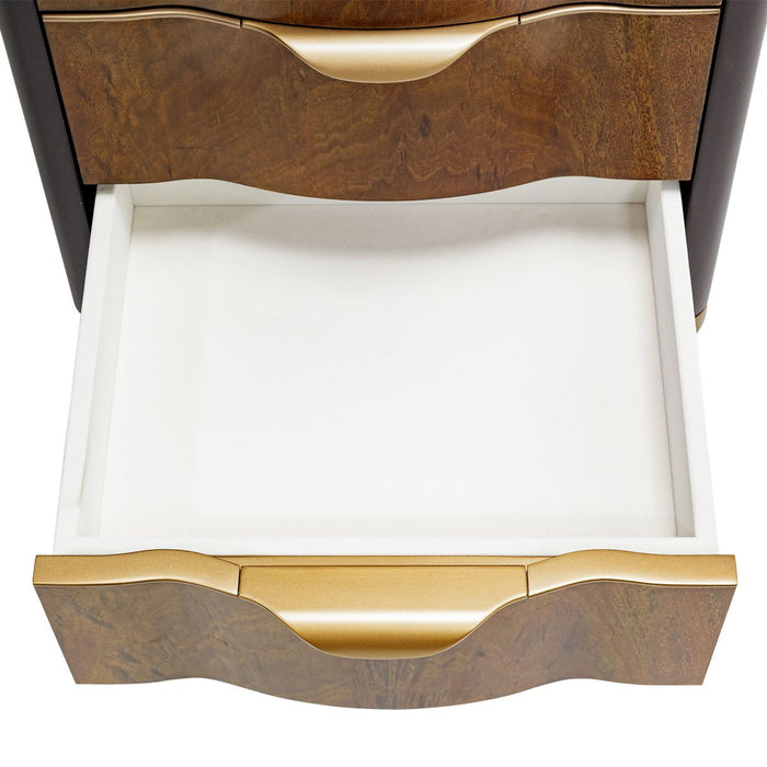 AICO Malibu Crest Swivel Lingerie Chest in Crotch Mahogany