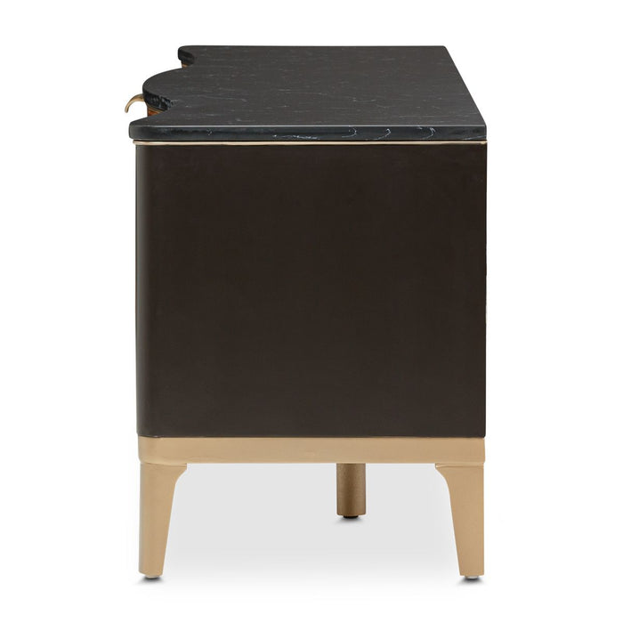 AICO Malibu Crest TV Console in Crotch Mahogany