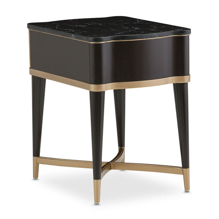 AICO Malibu Crest End Table in Crotch Mahogany