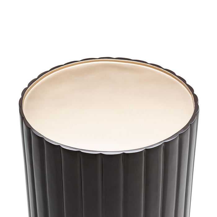 AICO Malibu Crest Round Chairside Table in Dark Espresso