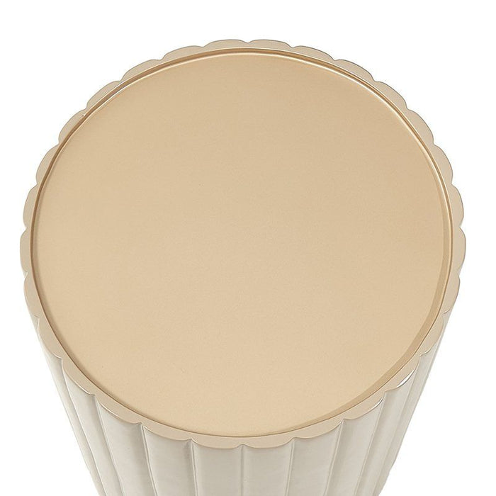 AICO Malibu Crest Round Chairside Table in Chardonnay