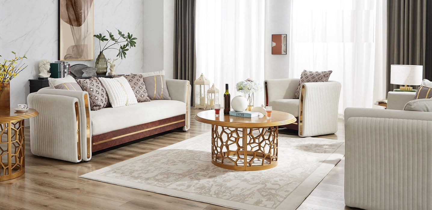 3 - Piece Living Room Set with Gold Finish