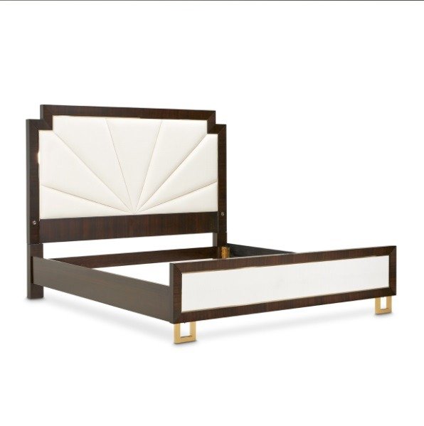 AICO Belmont Place Queen Panel Upholstered Bed in Espresso