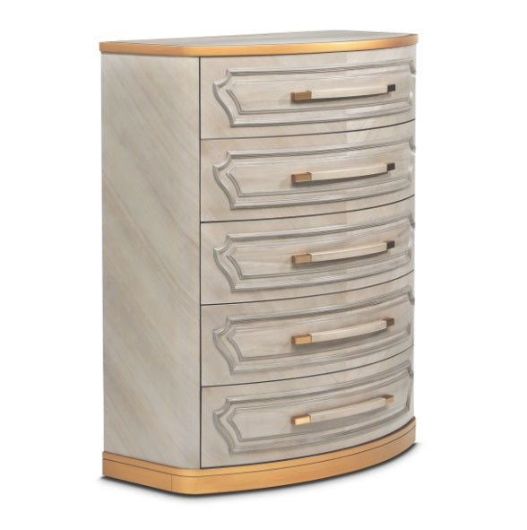AICO Furniture St.Charles 5 Drawer Highboy Chest in Dove Gray