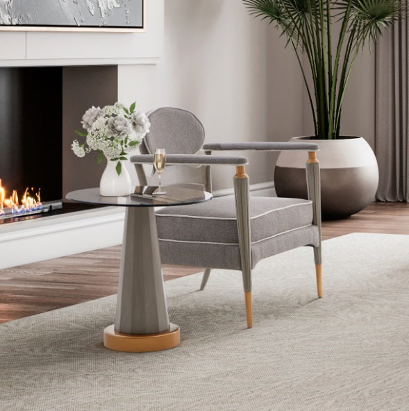 AICO Furniture St.Charles Chairside Table in Dove Gray