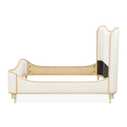 AICO Furniture Camellia Field King Upholstered Panel Bed in Caramel