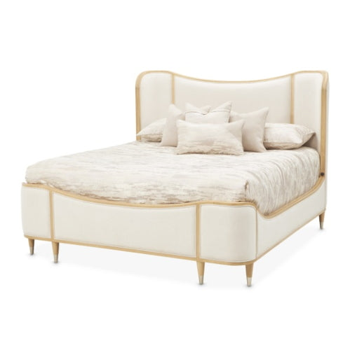 AICO Furniture Camellia Field Queen Upholstered Panel Bed in Caramel image