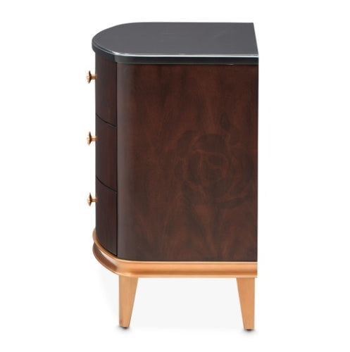 AICO Furniture Camellia Field Nightstand in Warm Pecan