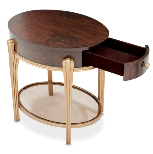 AICO Furniture Camellia Field End Table in Warm Pecan