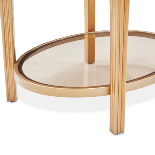 AICO Furniture Camellia Field End Table in Warm Pecan