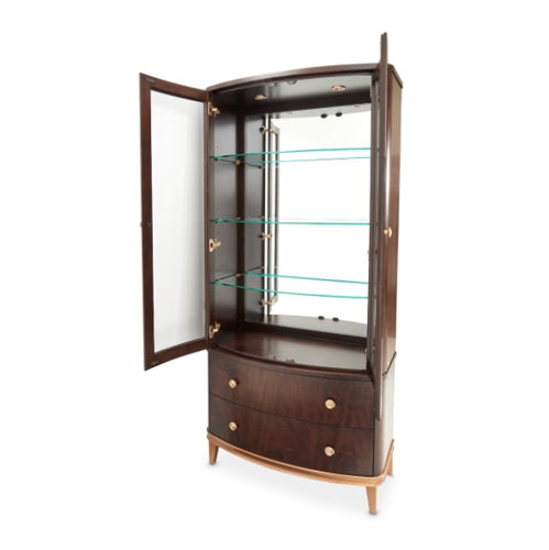 AICO Furniture Camellia Field Display Cabinet in Warm Pecan