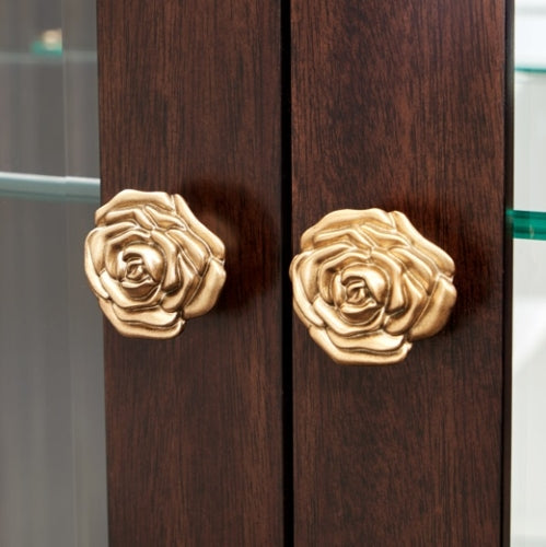 AICO Furniture Camellia Field Display Cabinet in Warm Pecan