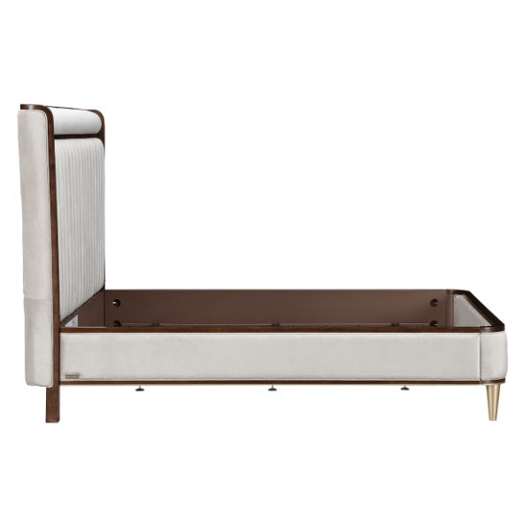 AICO Furniture Houston Queen Channel Tufted Bed in Walnut