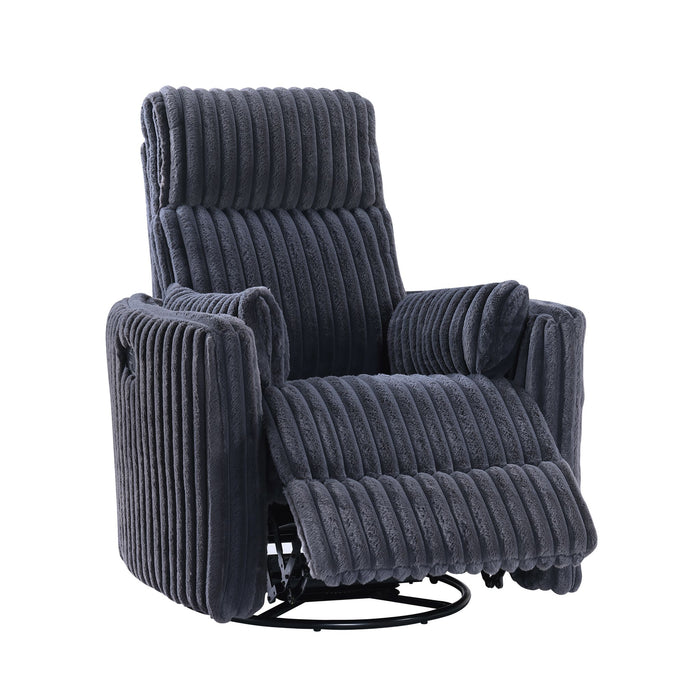 Gray Corduroy Fabric Manual Swivel Glider Recliner