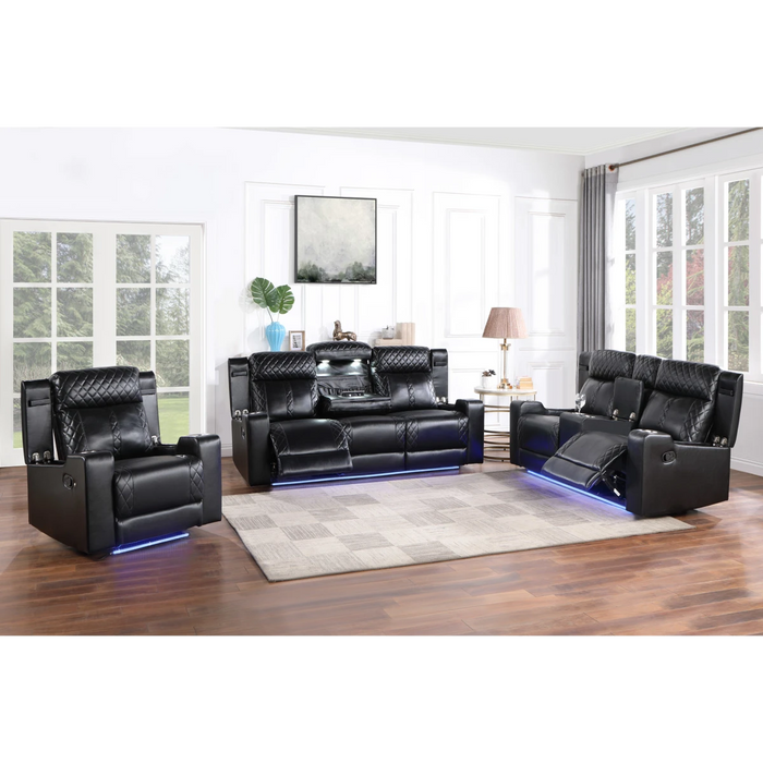 BLACK SOFA AND  LOVESEAT WITH LED