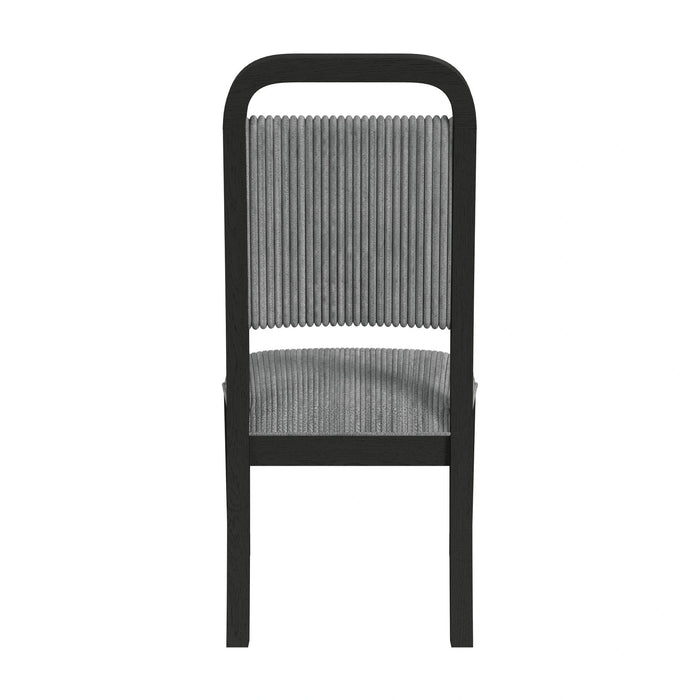 Ridgemont Standard Height Dining Set in Black with Grain-Table and Four Grey Fabric Chairs