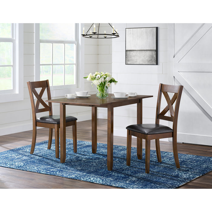 Alex 3PC Dining Set with Drop Leaf Table in Espresso
