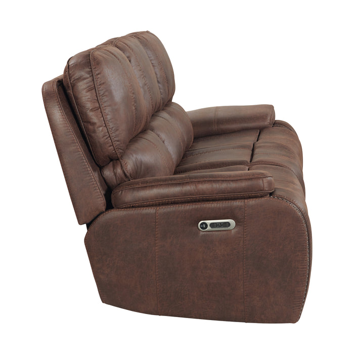 Atlantis Power Motion Sofa with Power Motion Head Recliner in Heritage Brown