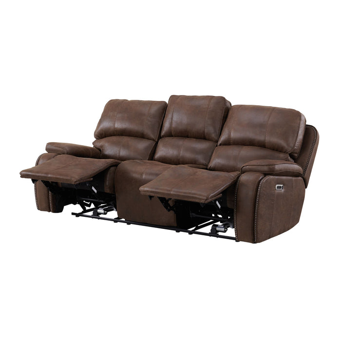 Atlantis Power Motion Sofa with Power Motion Head Recliner in Heritage Brown