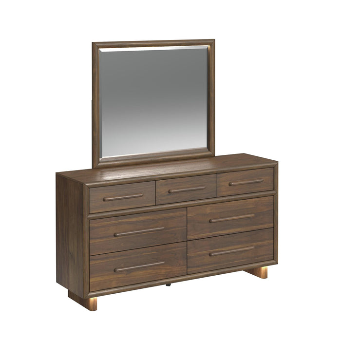 Brisbane UPH Bedroom Set with Boucle Beige and LED