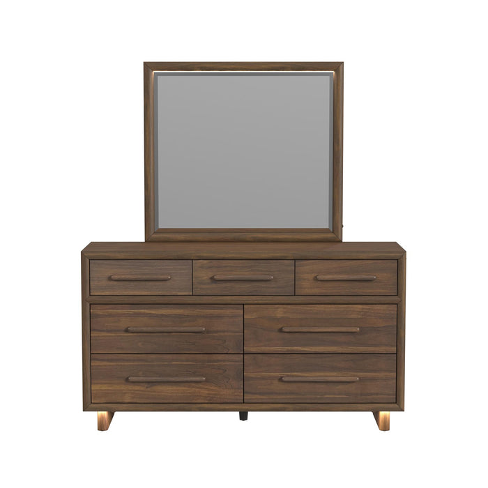Brisbane Dresser and Mirror Set with LED in Brown