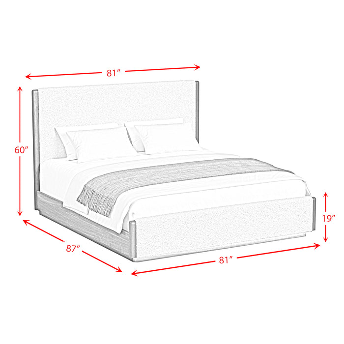 Brisbane UPH Bedroom Set with Boucle Beige and LED