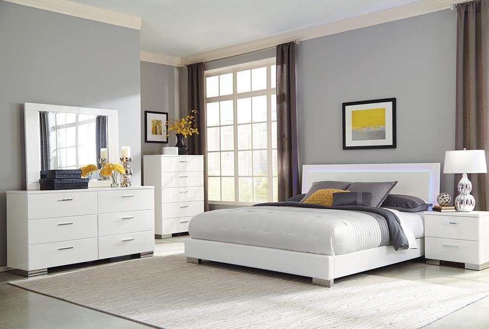 Felicity Contemporary White and High Gloss California King Bed