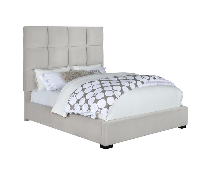 Panes Queen Tufted Upholstered Panel Bed Beige