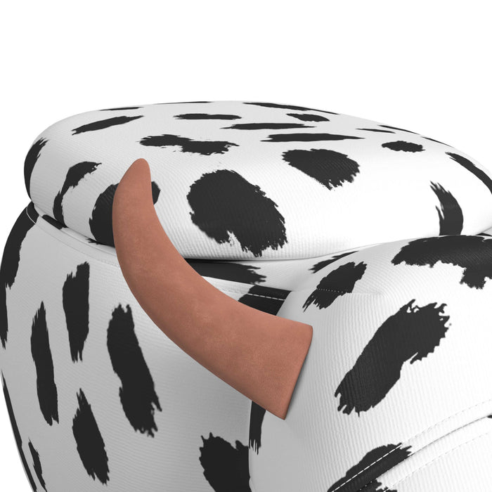 Cow Storage Stool in White and Black