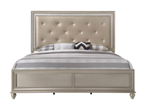 Crown Mark Furniture Lila Queen Panel Bed in Champagne Faux image