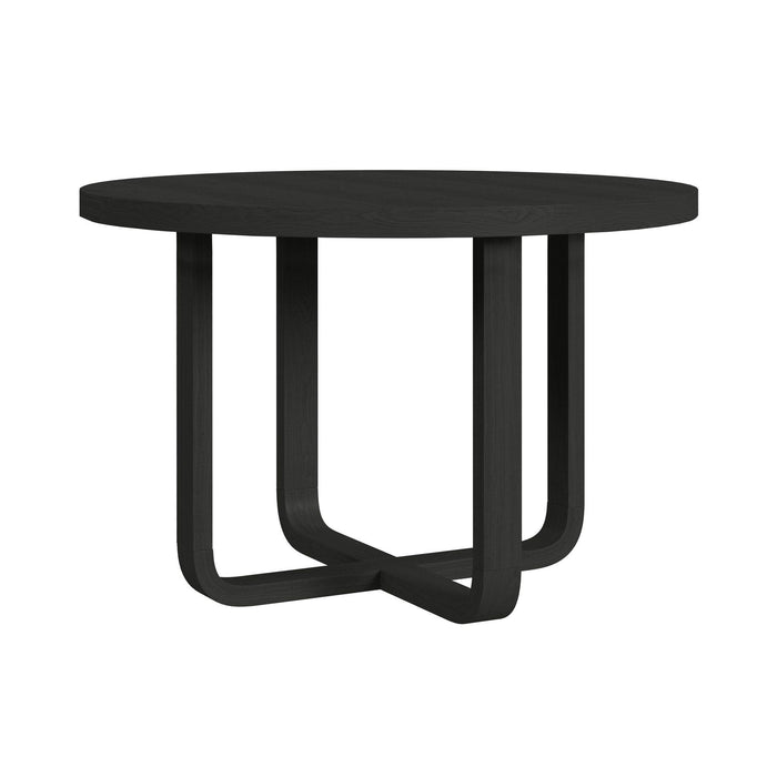 Ridgemont Standard Height Dining Set in Black with Grain-Table and Four Grey Fabric Chairs